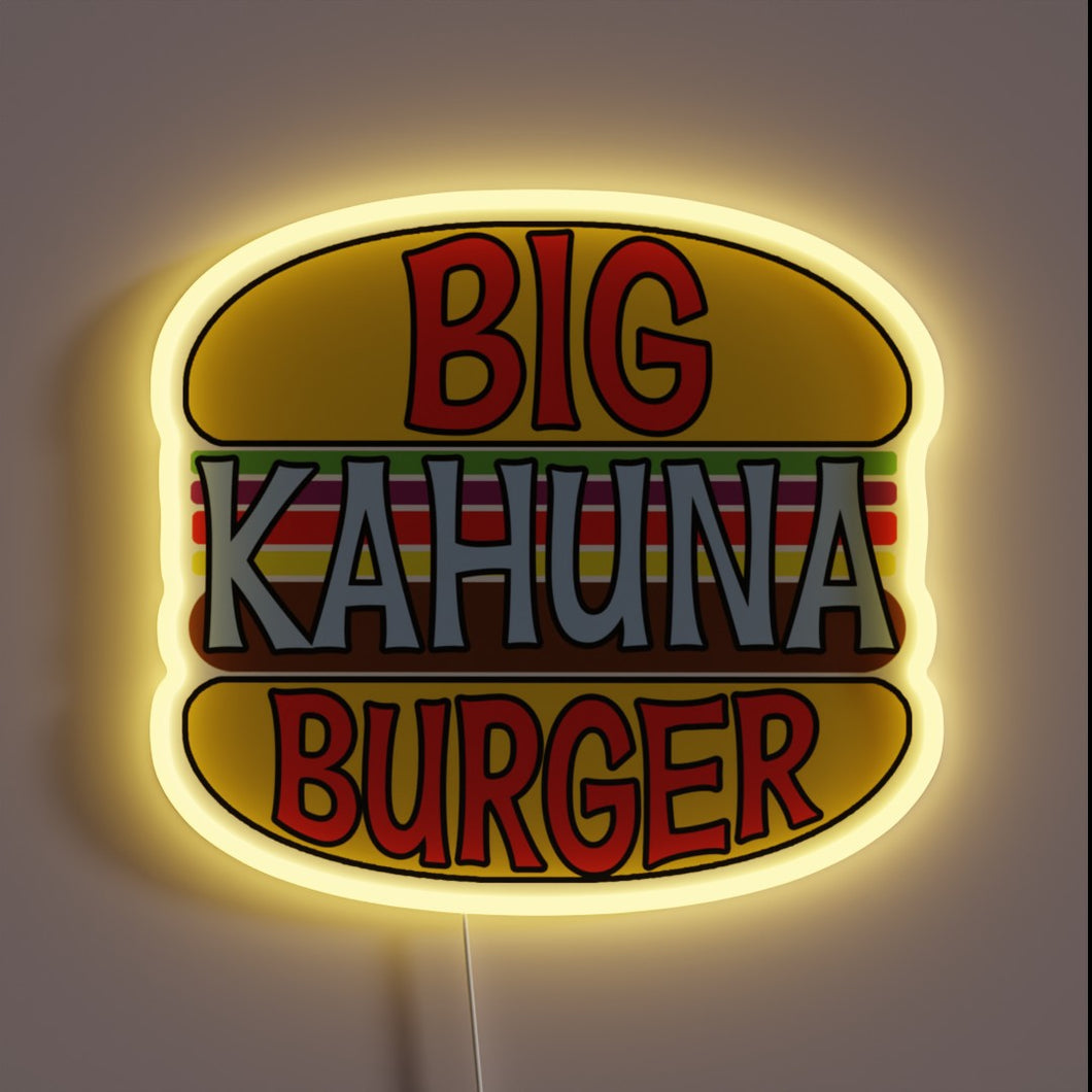 Big Kahuna Burger neon sign – bold and retro burger design inspired by Tarantino's cult classics, perfect for diners, home kitchens, or movie fans’ collections.