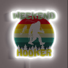 Load image into Gallery viewer, Vibrant retro neon advertising sign for fishing enthusiasts&#39; weekend retreat.