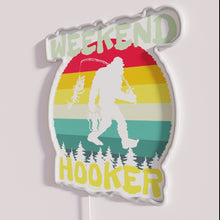 Load image into Gallery viewer, Retro Vibes Neon Sign: Bigfoot Fishing Weekend Hooker Sunset Illumination Nostalgia