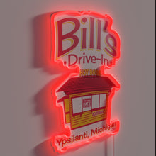 Load image into Gallery viewer, Vibrant RGB Neon Sign for Classic Bill&#39;s Drive-In Hot Dog Stand