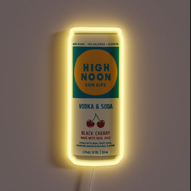 High Noon Black Cherry neon sign with yellow LED border