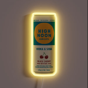 High Noon Black Cherry neon sign with yellow LED border