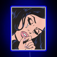 Load image into Gallery viewer, Black Hair Crying Comic Girl RGB neon sign blue