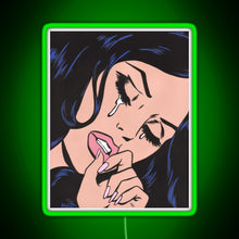 Load image into Gallery viewer, Black Hair Crying Comic Girl RGB neon sign green