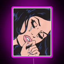 Load image into Gallery viewer, Black Hair Crying Comic Girl RGB neon sign  pink