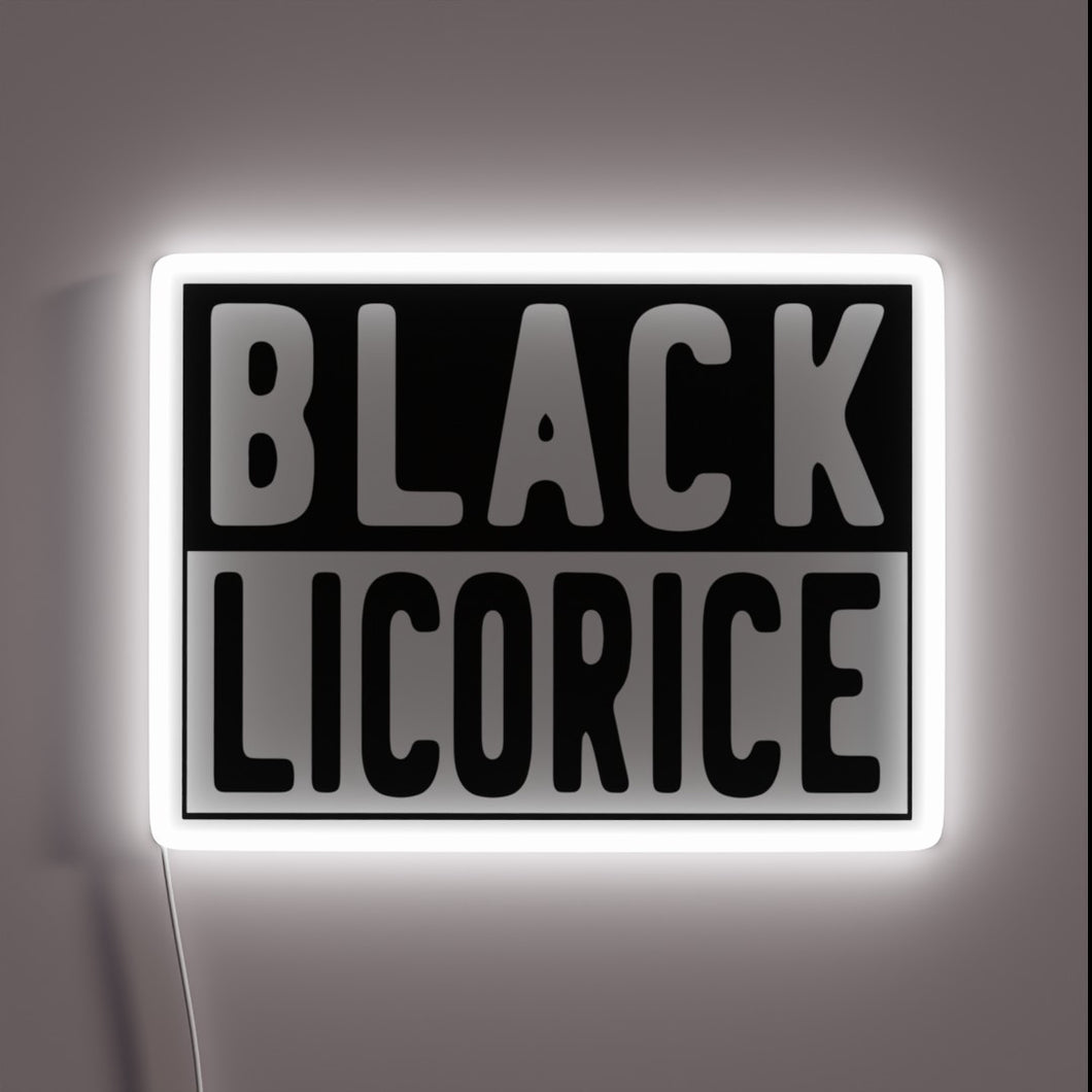 Vibrant Black Licorice Neon Sign with Bright RGB Color Accents