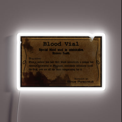 Glowing Neon Sign of a Blood-Filled Vial from Bloodborne Game