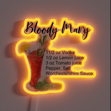 Colorful cocktail recipe art in bright RGB neon lights
