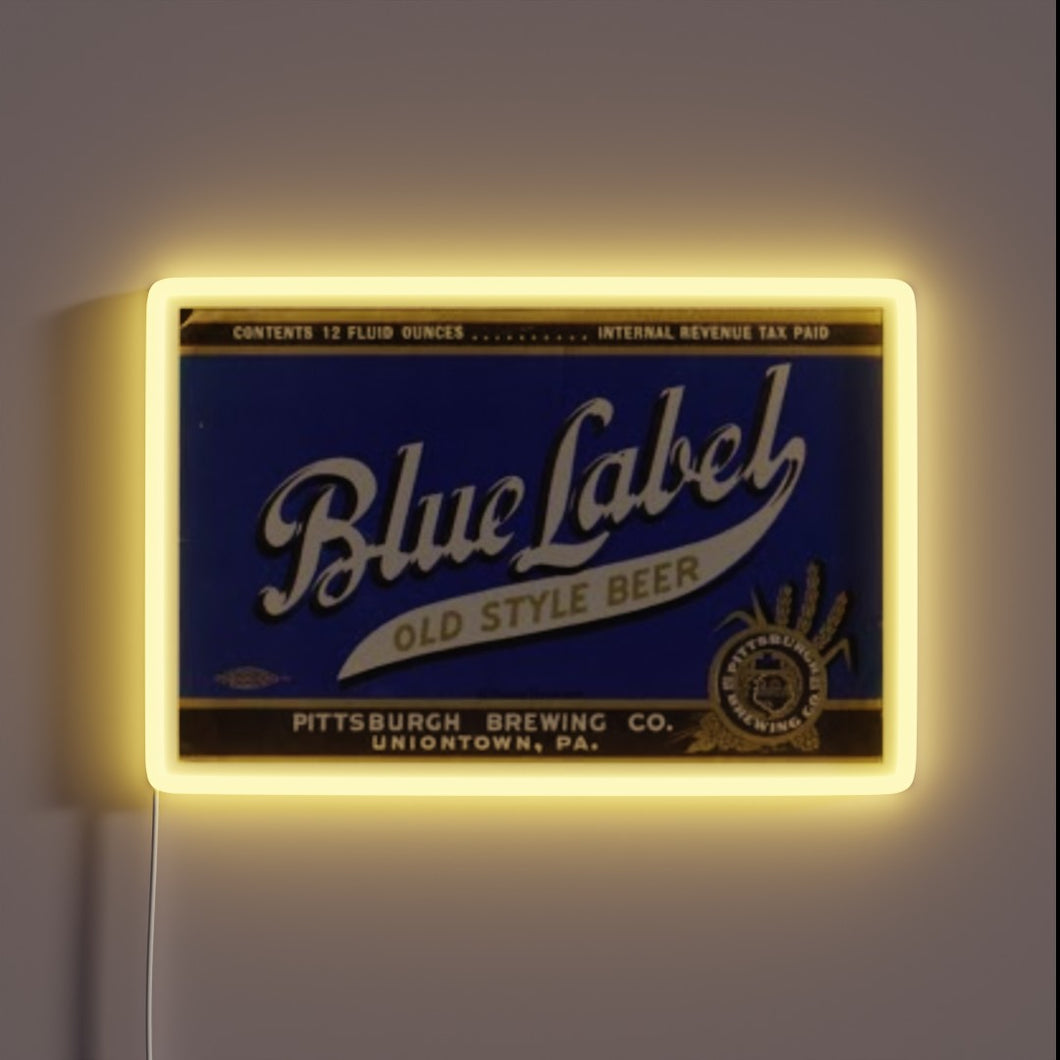 Vintage Neon Sign featuring iconic Blue Label Old Style logo