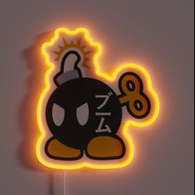 Load image into Gallery viewer, Bob-omb neon sign with Japanese &quot;boom&quot; text.
