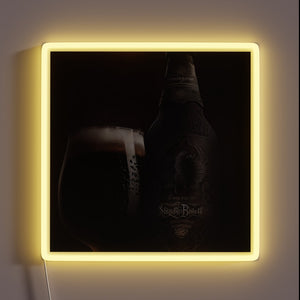 Electric bold black beer and bottle RGB neon illuminated sign.