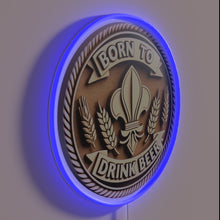 Load image into Gallery viewer, Neon sign &#39;Born to Drink Beer&#39;, a rebellious statement piece.