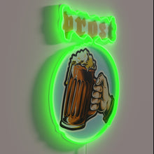 Load image into Gallery viewer, Prost! Vibrant Neon Sign Illuminates Bottom Up Beer Garden Spirit.