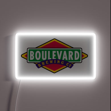 Elegant LED illuminated Boulevard logo in vibrant RGB neon lights