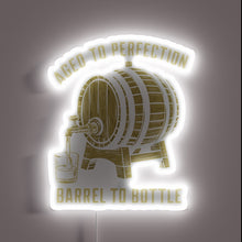 Load image into Gallery viewer, Eye-catching RGB Neon Sign featuring Perfectly Aged Bourbon Whiskey Logo