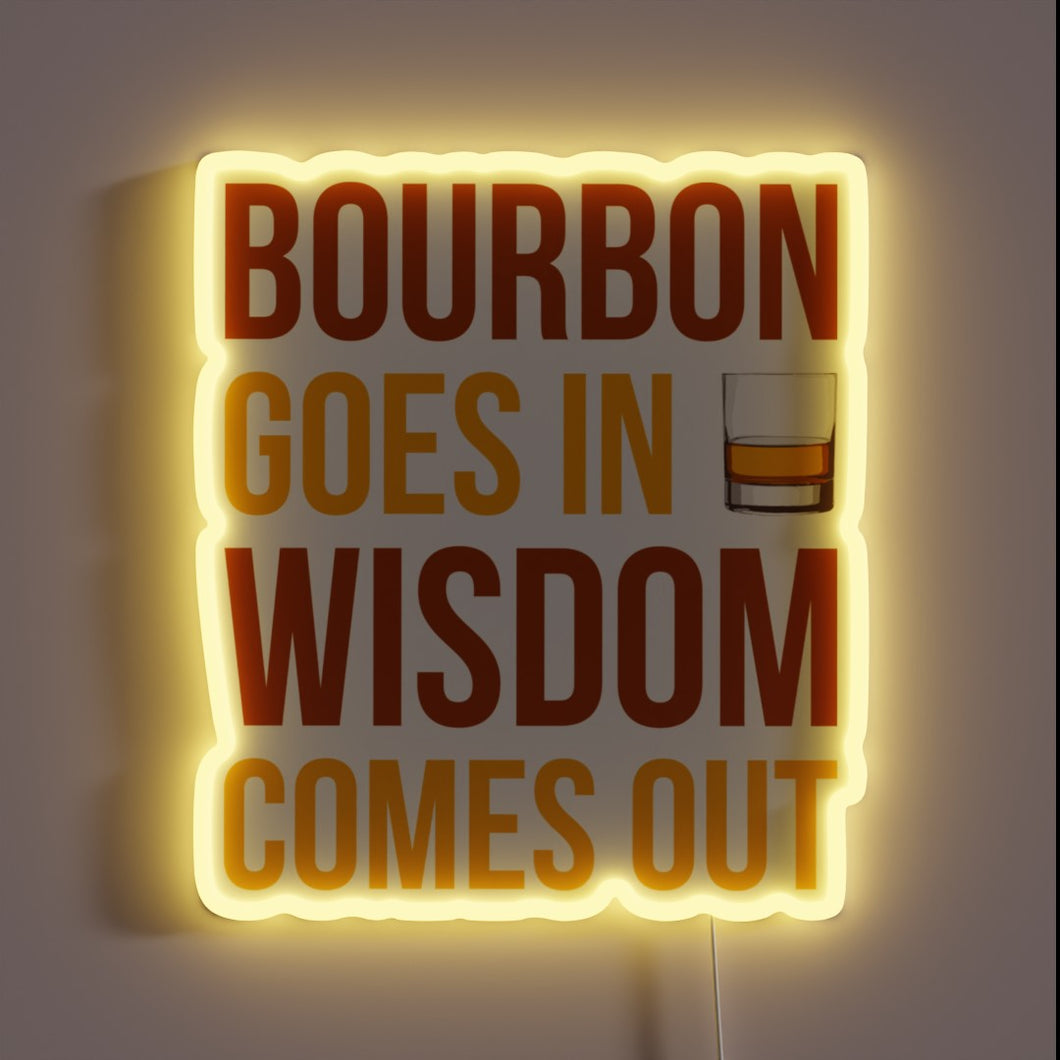 Whiskey Wisdom Illuminated Sign with Neon Lights and RGB Color Change