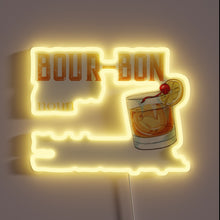 Load image into Gallery viewer, Bourbon-infused magic brown water definition in vibrant RGB neon lighting