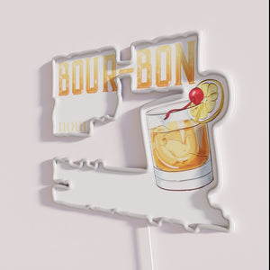 Bourbon Whiskey Bar Decorative Sign with Distinctive Brown Hue Lighting