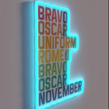 Load image into Gallery viewer, Whiskey connoisseur&#39;s private password revealed in vibrant RGB neon letters.