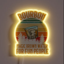 Load image into Gallery viewer, Neon Bourbon Whiskey Sign with Vibrant RGB Color Accents Glowing