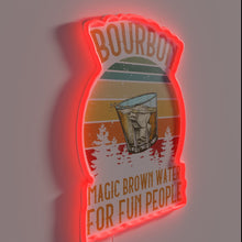 Load image into Gallery viewer, Neon whiskey bar decor sign with bold bourbon branding