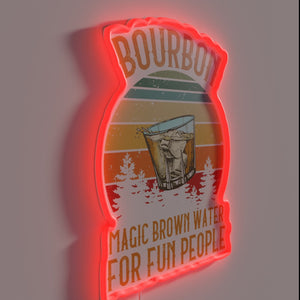 Neon whiskey bar decor sign with bold bourbon branding