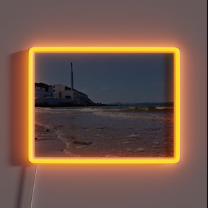 RGB illuminated sign for Bowmore Distillery on Islay Island