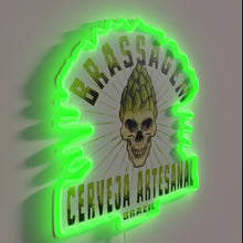 Load image into Gallery viewer, Boldly illuminated RGB neon sign in a brass finish style.