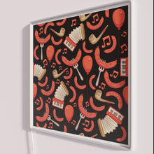 Load image into Gallery viewer, Vibrant Neon Oktoberfest Decor with Bratwurst and Music Design Pattern