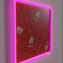 Load image into Gallery viewer, Vibrant Oktoberfest-themed RGB neon sign with bratwurst and music accents.