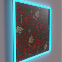 Load image into Gallery viewer, Vibrant Bratwurst and Music Oktoberfest Party Decorations Dark Neon Sign