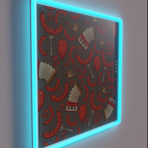 Vibrant Bratwurst and Music Oktoberfest Party Decorations Dark Neon Sign
