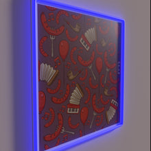Load image into Gallery viewer, Vibrant Oktoberfest-themed neon sign featuring bratwurst and music graphics.