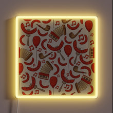 Load image into Gallery viewer, Vibrant Bratwurst and music-inspired neon lights for Oktoberfest celebrations atmosphere