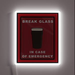 Emergency pint neon sign with bold RGB color accents.