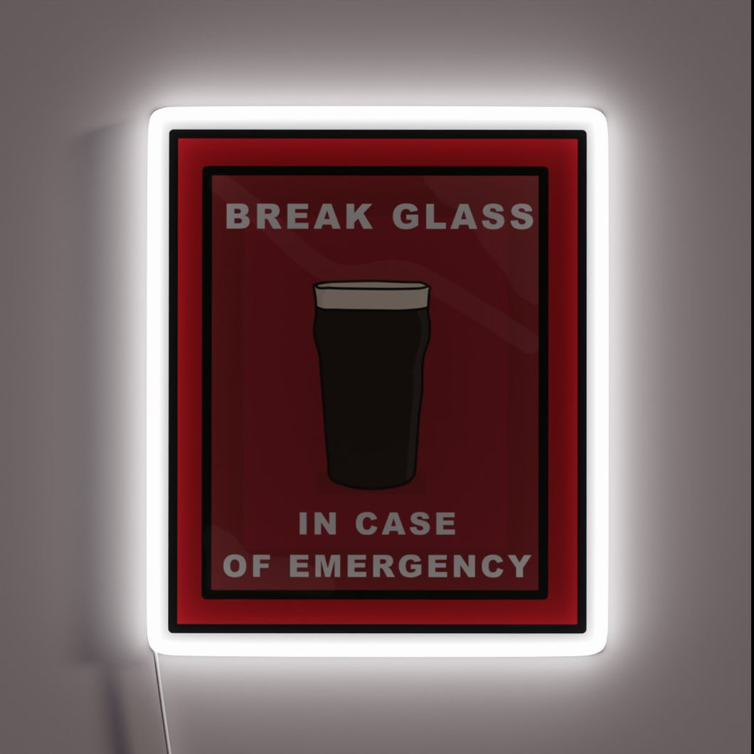 Emergency pint neon sign with bold RGB color accents.