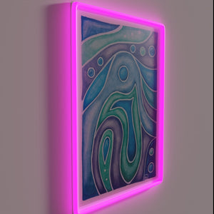 Immerse in vibrant colors with 'Breathing Underwater' RGB neon art.
