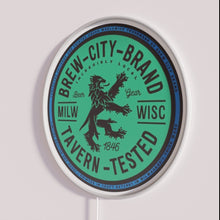 Load image into Gallery viewer, Vibrant neon sign with RGB colors and Milwaukee Brewers branding