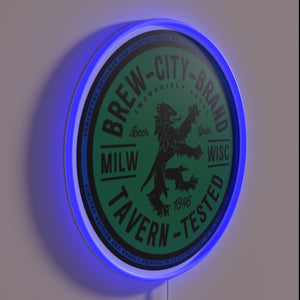 Vibrant Milwaukee-themed Brew City brand RGB neon sign decor accent.