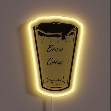 Add vibrant ambiance with this customizable Brew Crew LED sign.