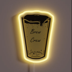 Add vibrant ambiance with this customizable Brew Crew LED sign.