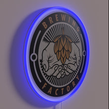 Load image into Gallery viewer, Neon illuminated cartoon brewing mascot art with vibrant color accents.