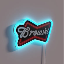 Load image into Gallery viewer, Vibrant glow of Brewski beer bar logo in neon colors