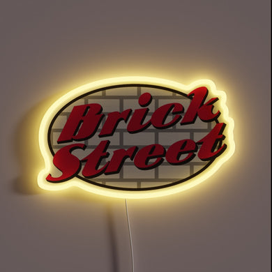 Vibrant Brick Street style neon sign with colorful RGB lighting accents