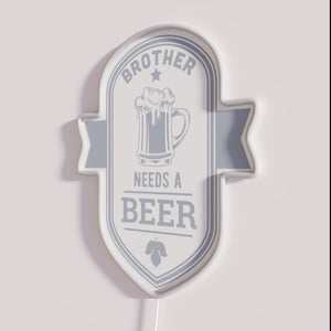 Neon Bar Decor Signs with Humorous Brother in Need Message
