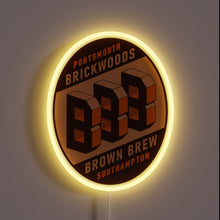 Load image into Gallery viewer, Neon beer bar decor with vibrant brown and blue hues