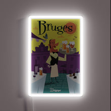 Load image into Gallery viewer, Colorful Bruges city map illuminated in vibrant RGB neon lights.