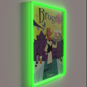 RGB Illuminated Wall Sign Depicting Iconic Belgian Cityscape of Bruges