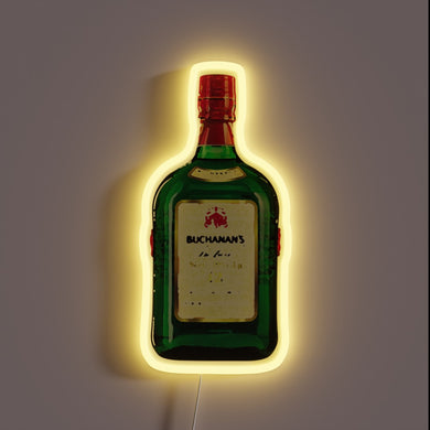 RGB neon sign in shape of whiskey bottle silhouette