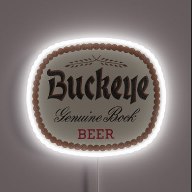 Bright retro neon sign featuring defunct Buckeye Beer branding.